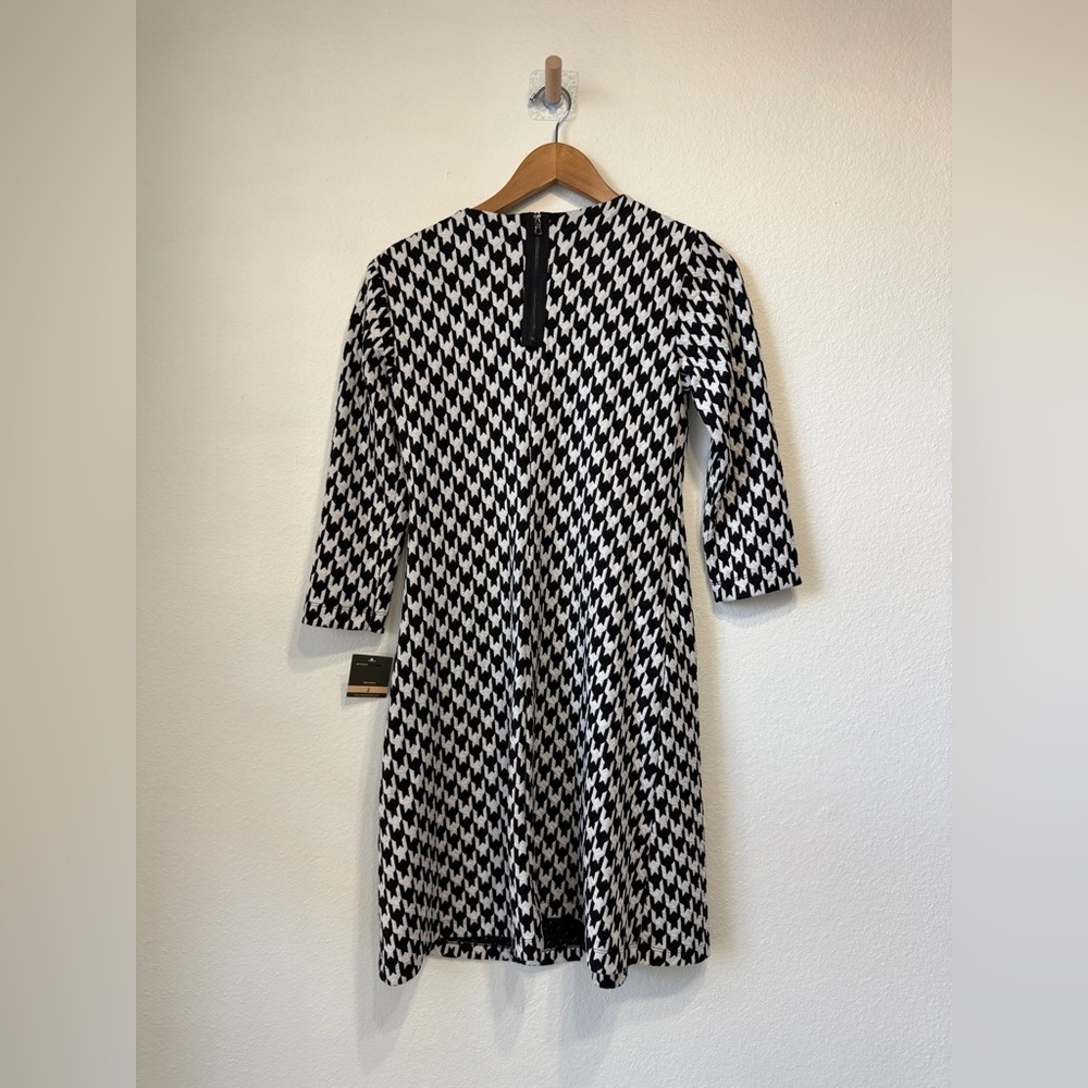 Taylor Black White Geometric Print Dress Size 2 NWT - Picture 4 of 5